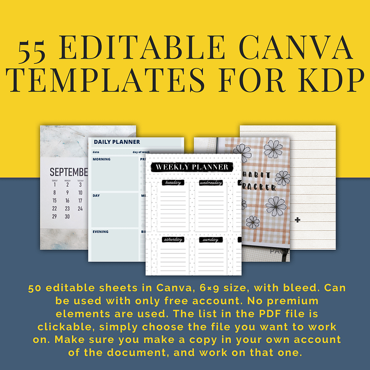 55 Editable Canva Templates 6x9 for KDP product image (1)