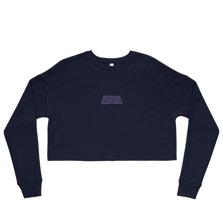 HABITUAL INSTIGATOR (purple outline) embroidered fleece crop crew product image (25)