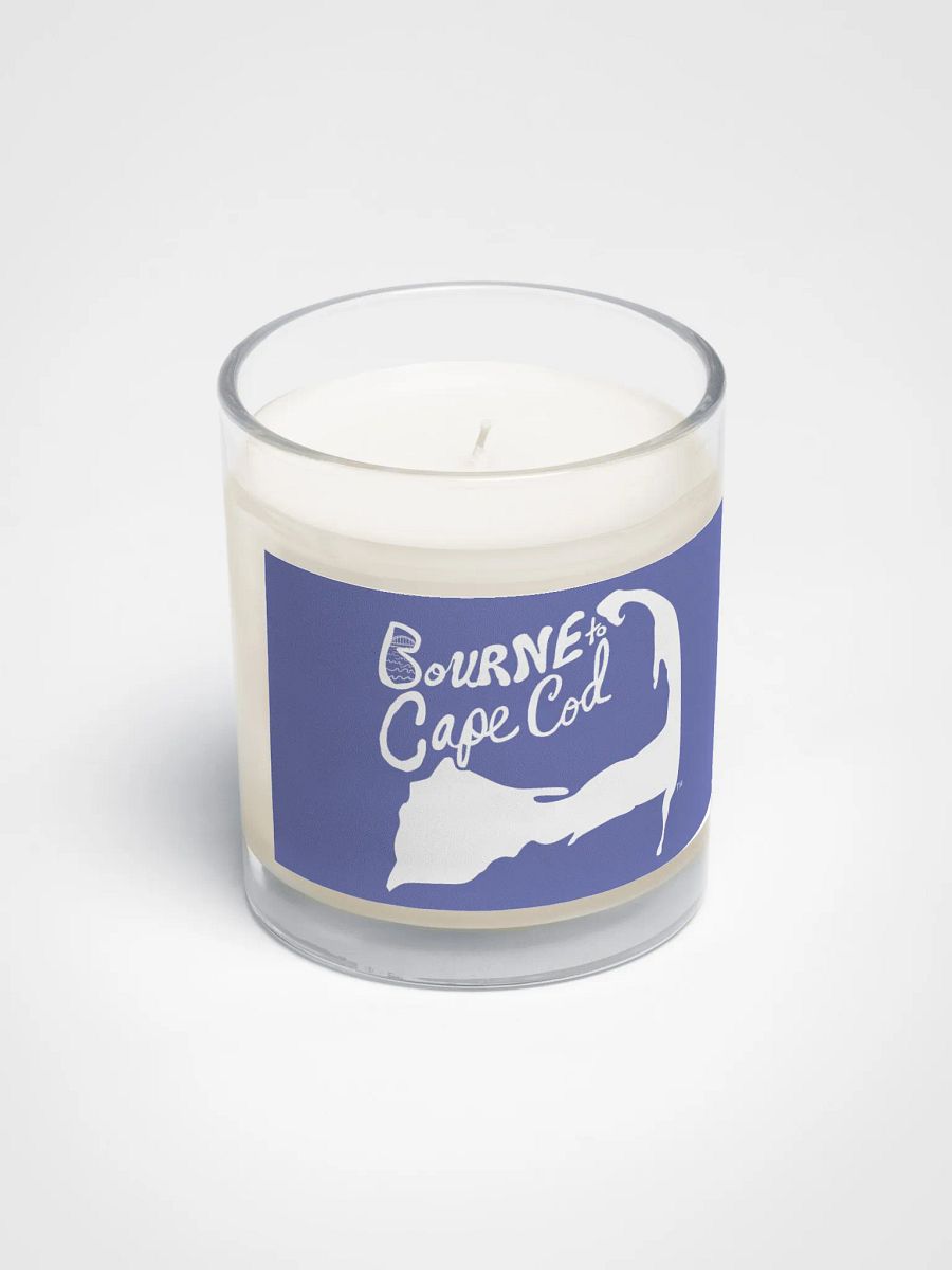BOURNE to Cape Cod™ | Beach Vibes Candle | Unscented Soy Wax in Glass Jar | White Logo on Slate Blue product image (2)