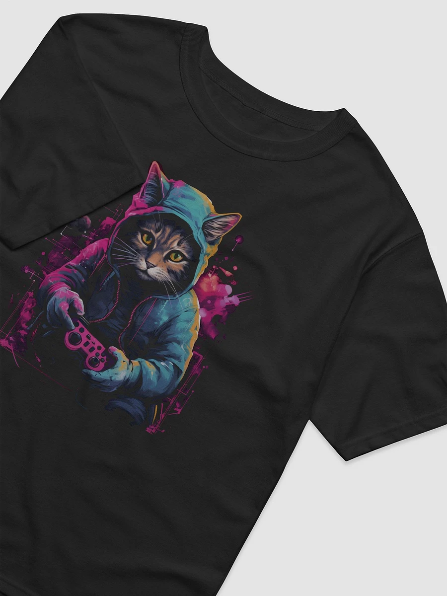 Whiskered Gamer Cat Art T-Shirt product image (4)