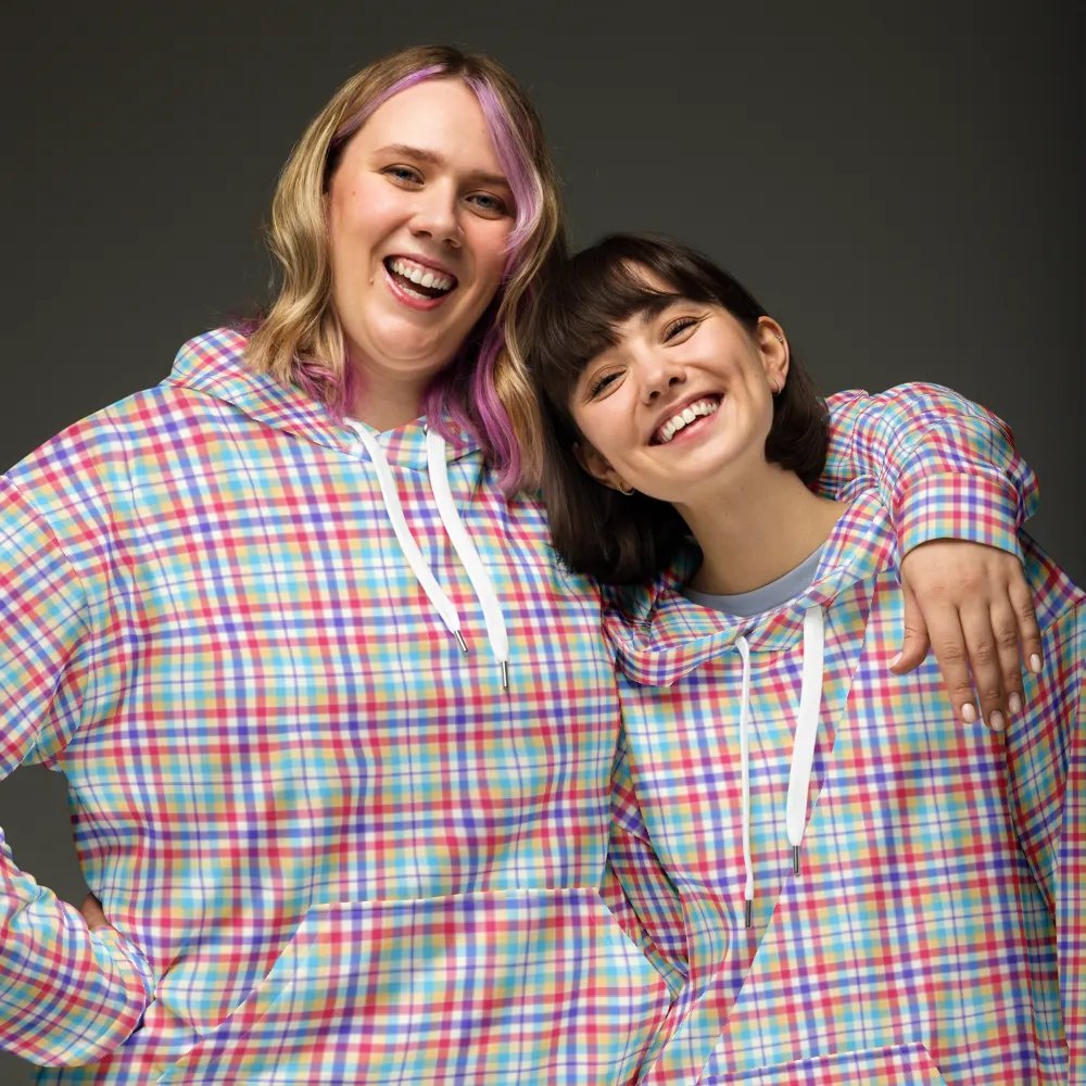 Purple, Pink, and Blue Plaid Hoodie product image (3)