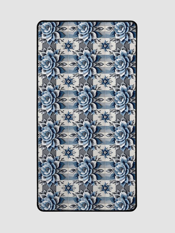 Desk Mat (31.5x15.5 inches) - Painted Tile Floral Pattern 2 in Shades of Blue product image (2)