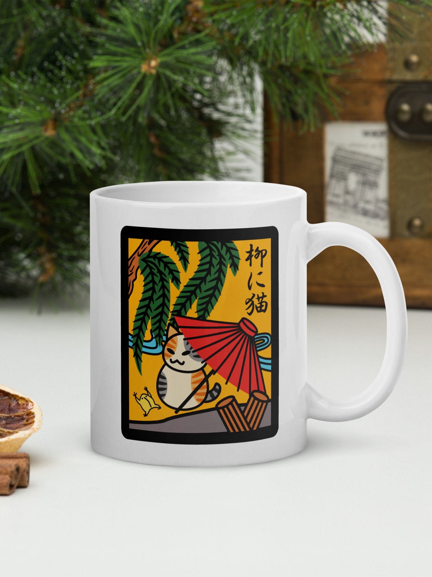 November Hanafuda Japanese Playing Card Cat 11 oz Mug product image (1)