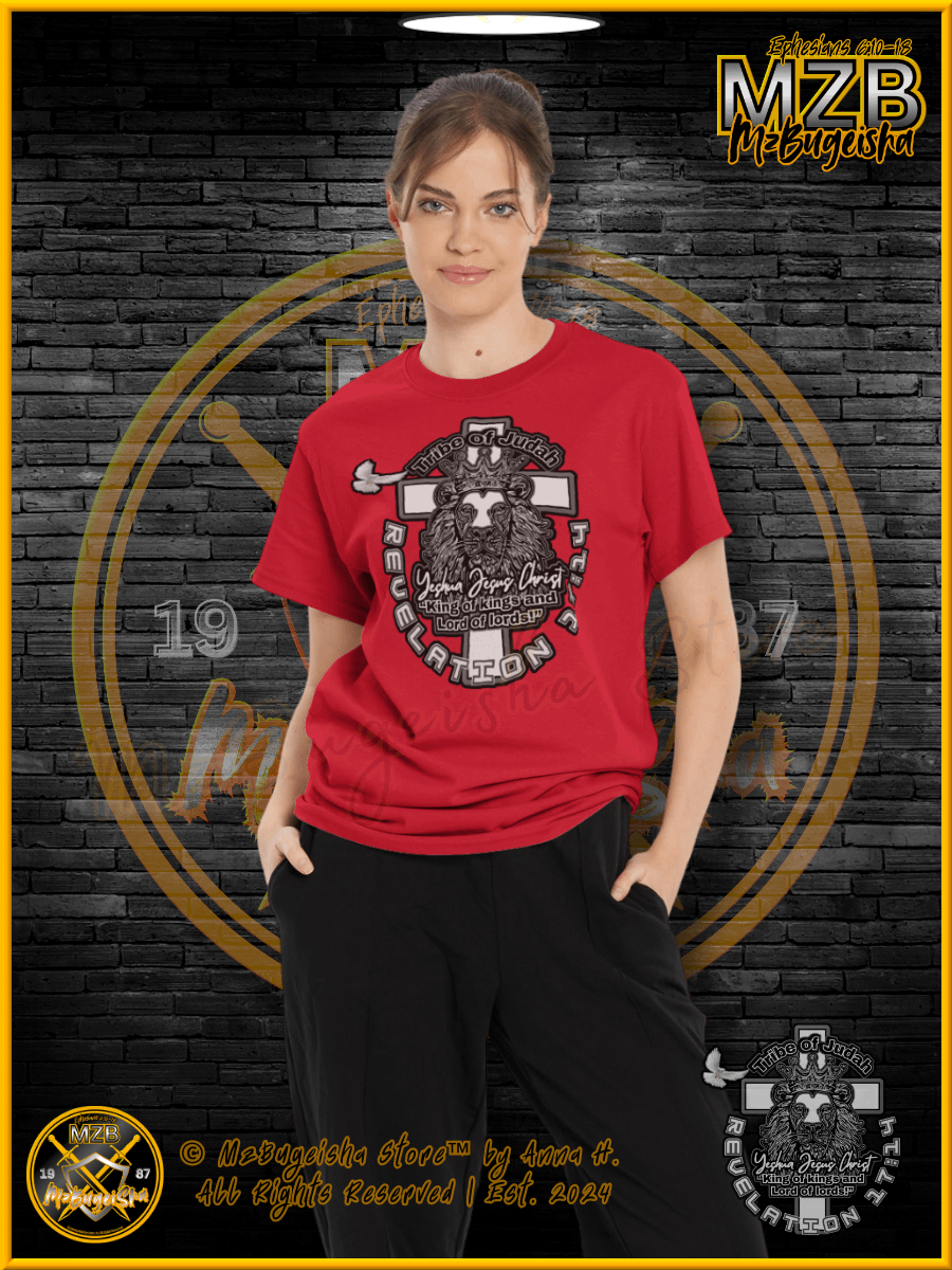 T-Shirt - MzBugeisha™ "Yeshua Jesus Christ King of kings " [V2/red] Faith Based T-Shirt By Anna H. product image (3)