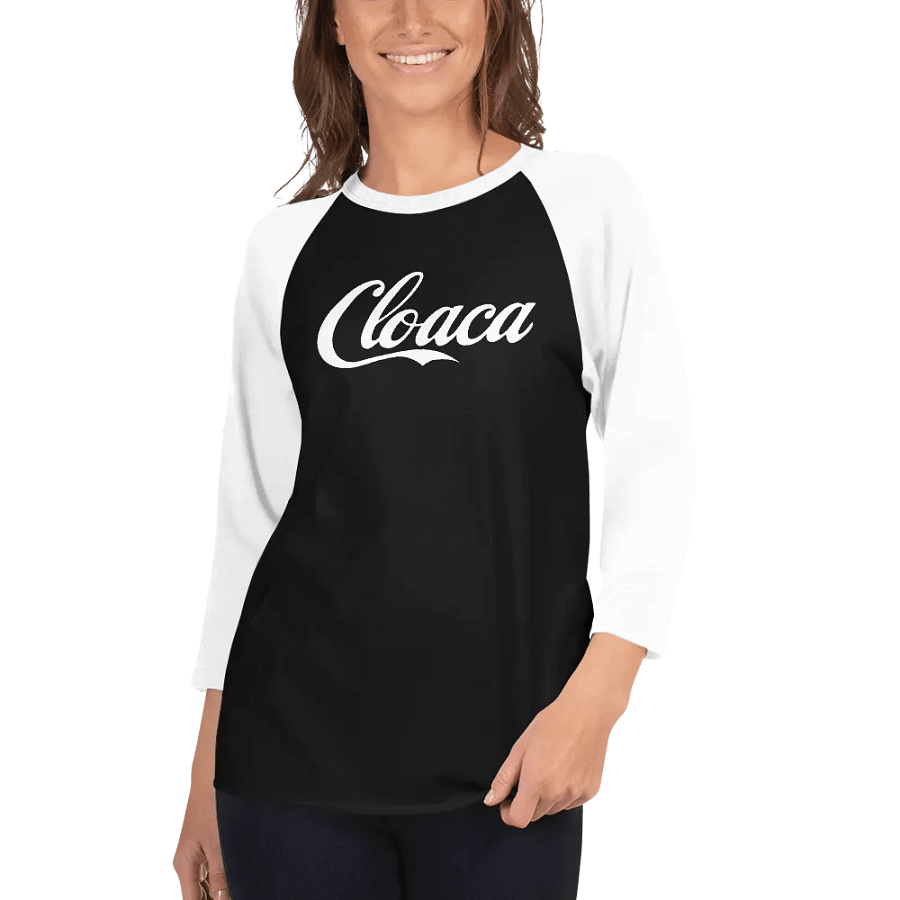 Cloaca Cola raglan (white text) product image (4)