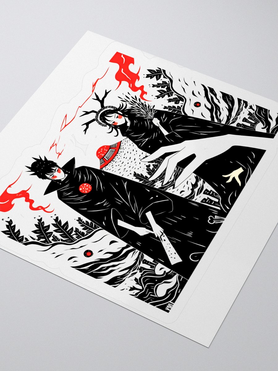 Mystical Figures in Dark Fantasy Landscape Sticker product image (8)