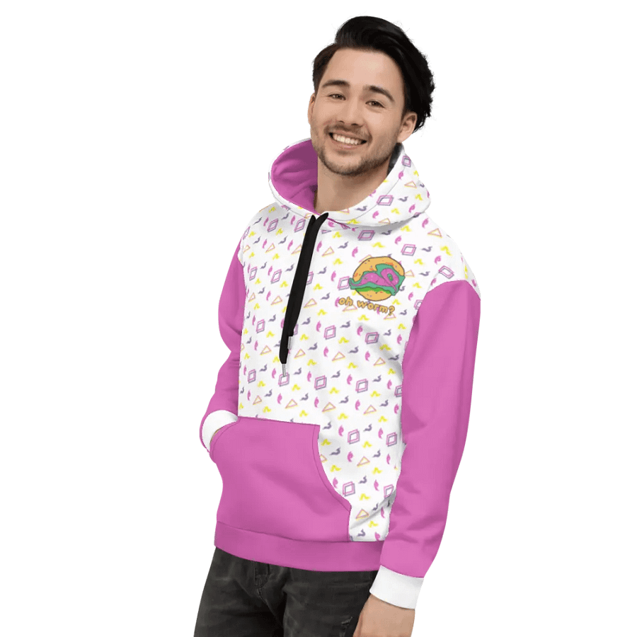 Oh Worm pink & white eco hoodie product image (7)