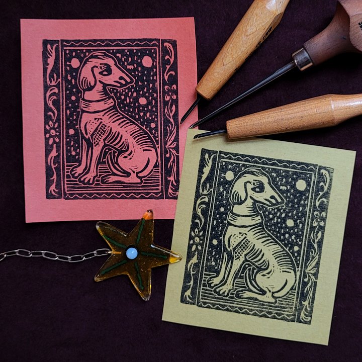 Medieval Dog Woodcut Print product image (1)