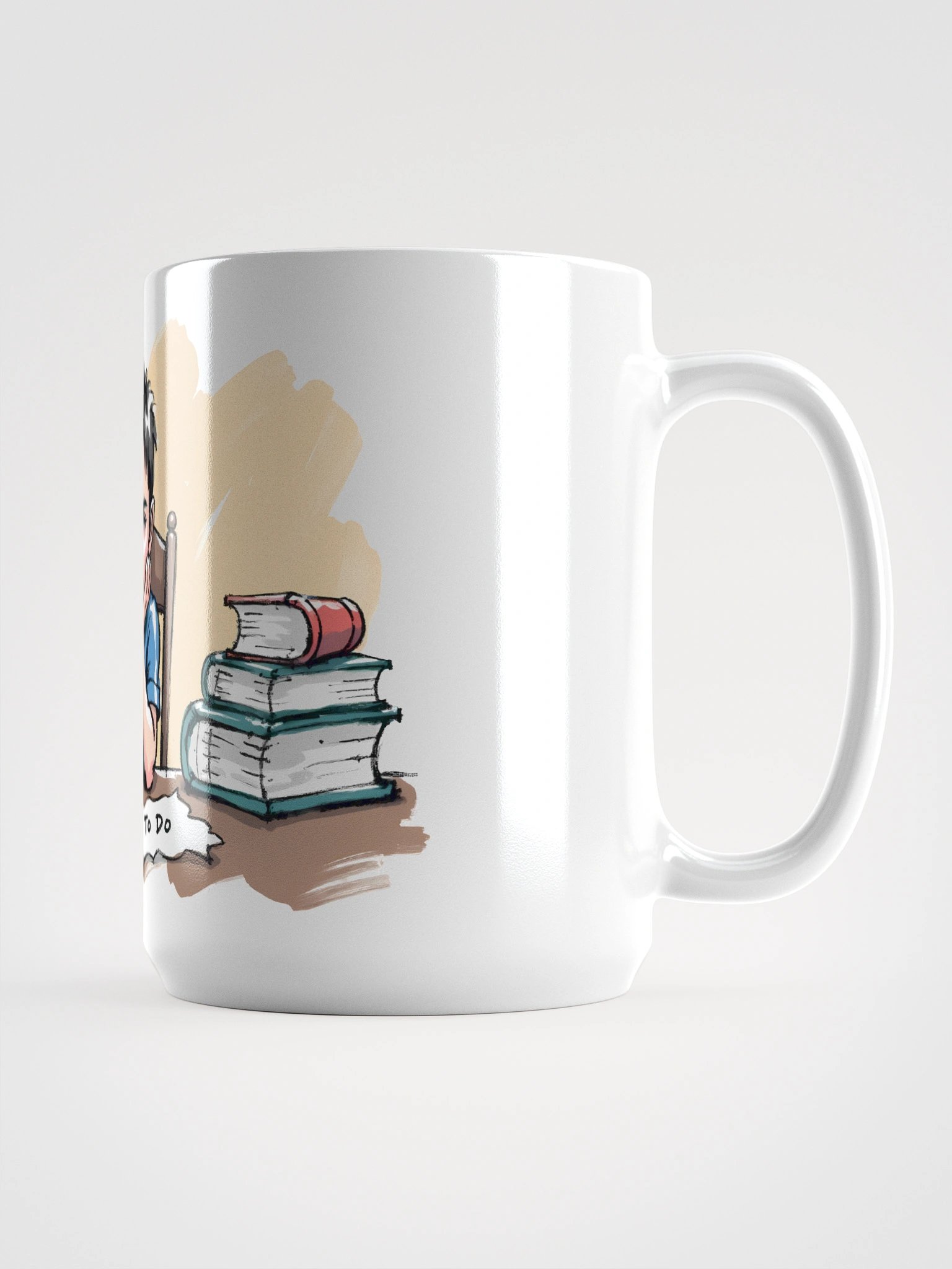 Diligent Student Contemplating Homework Glossy Mug product image (2)