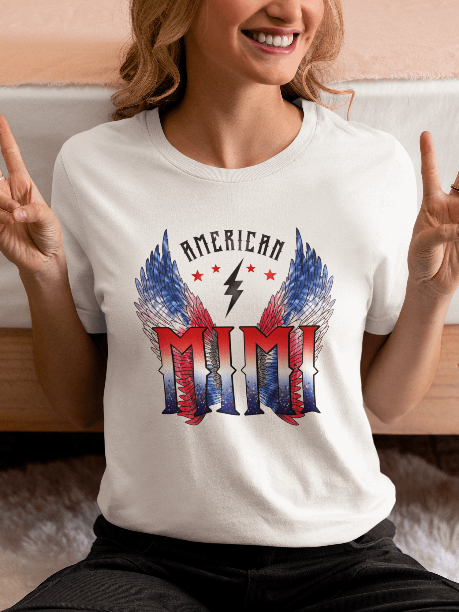 American Mimi Patriotic T-Shirt with Angel Wings product image (1)