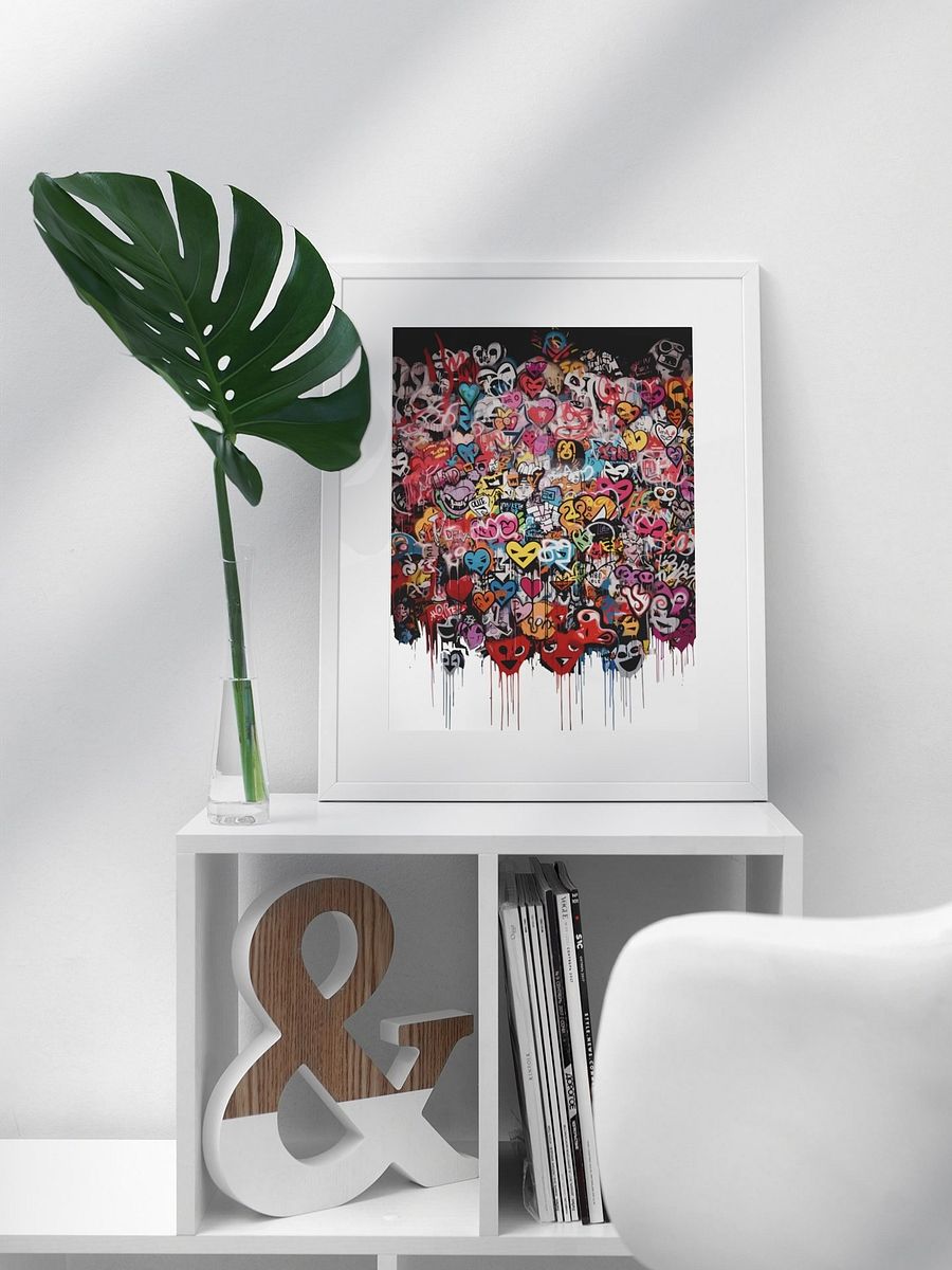 Eclectic Pop Art Hearts Graffiti Canvas, Emotive Urban Street Art Print, Contemporary Wall Art for Modern Home, Love Themed Artistic Decor product image (3)