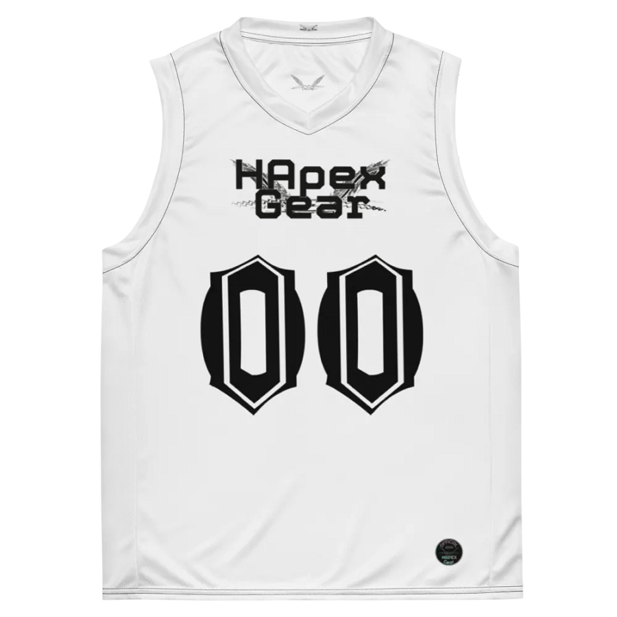 Thee Dare Dieter - White - Recycled Unisex Basketball Jersey - Black HApex Gear Black Logo product image (2)
