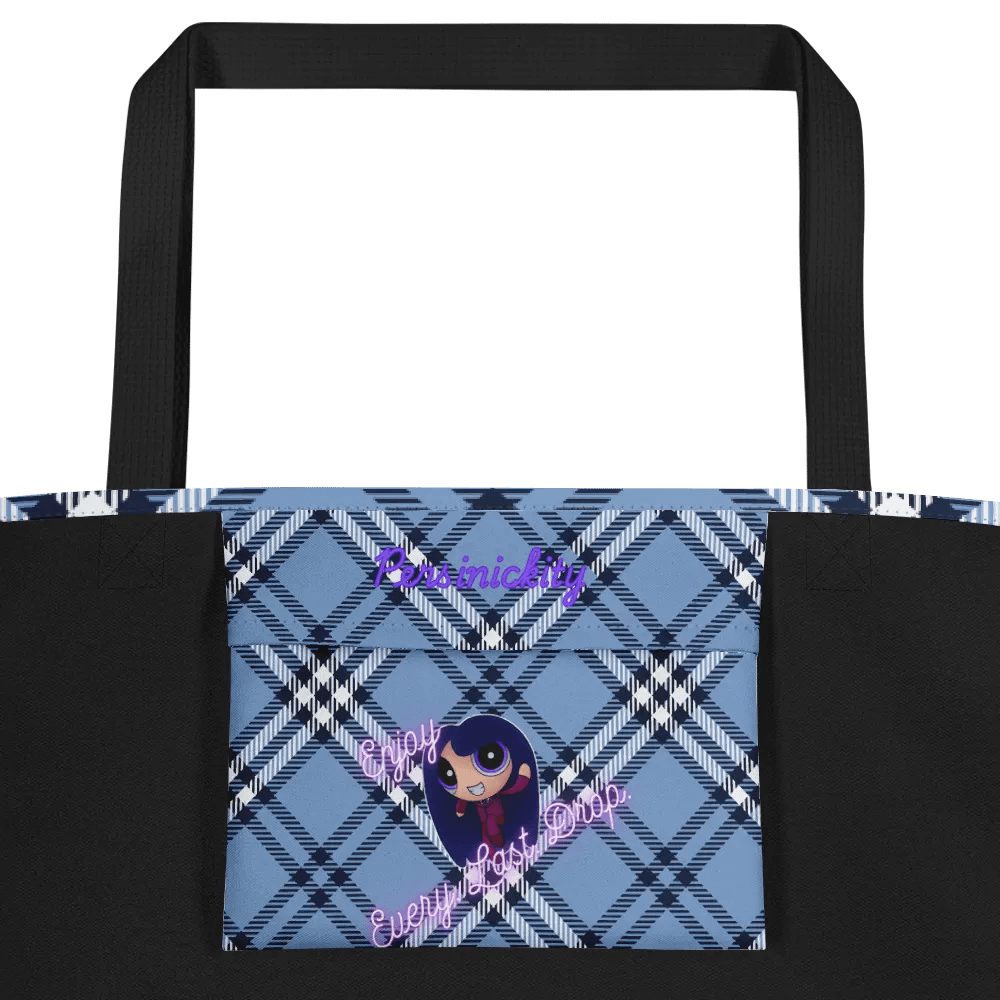 Pizza Love Tote Bag - Light Blue Plaid product image (2)