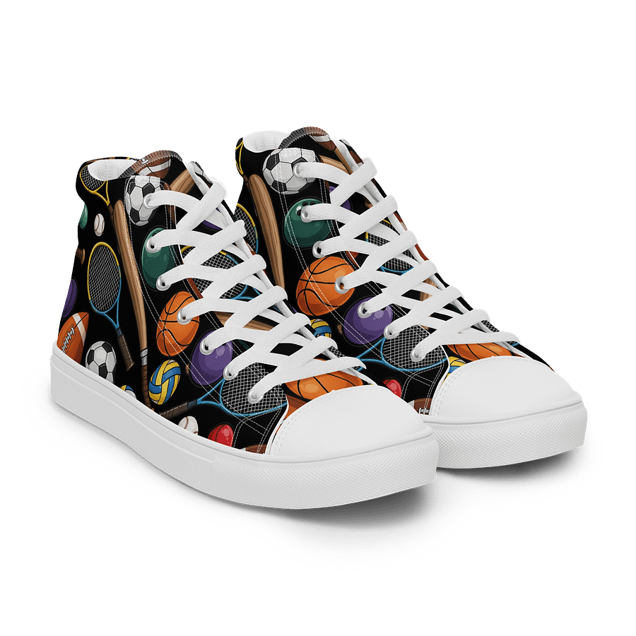 Sports Equipment Pattern High Top Shoes product image (8)