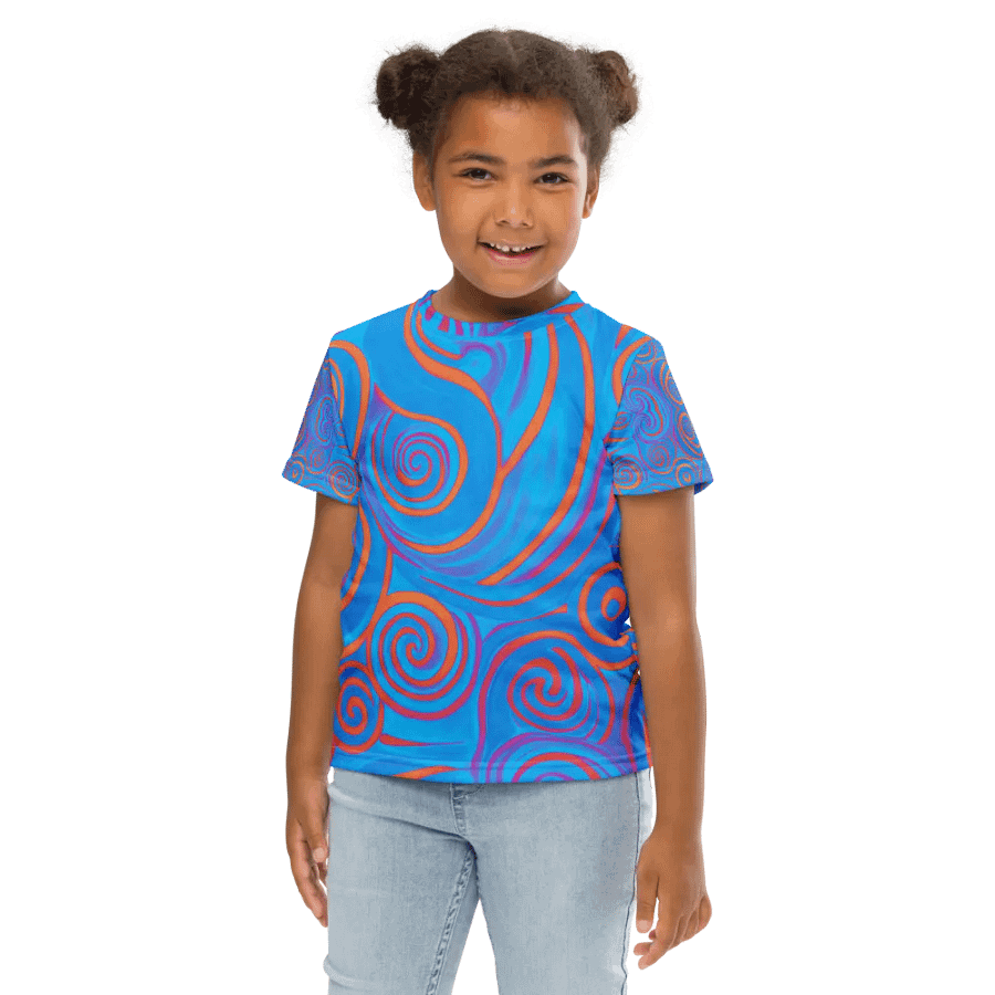 Funky Blue Dreams Liquid Tie-Dye Kid's and Toddler's Crew Neck T-shirt product image (8)