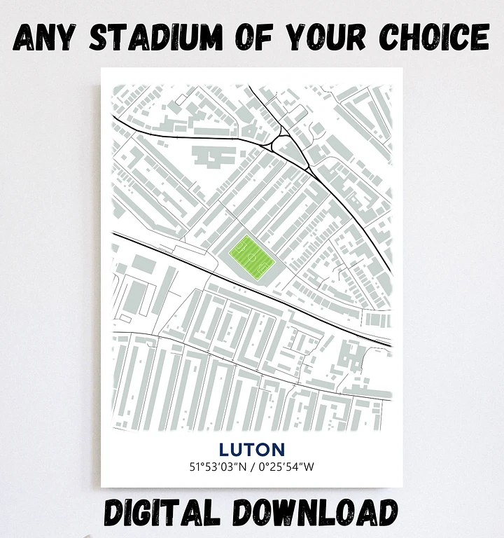 Luton Stadium Map Design Digital Download product image (2)