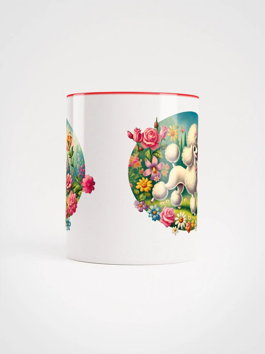 Happy Poodle in Flower Garden Colorful Ceramic Mug product image (60)