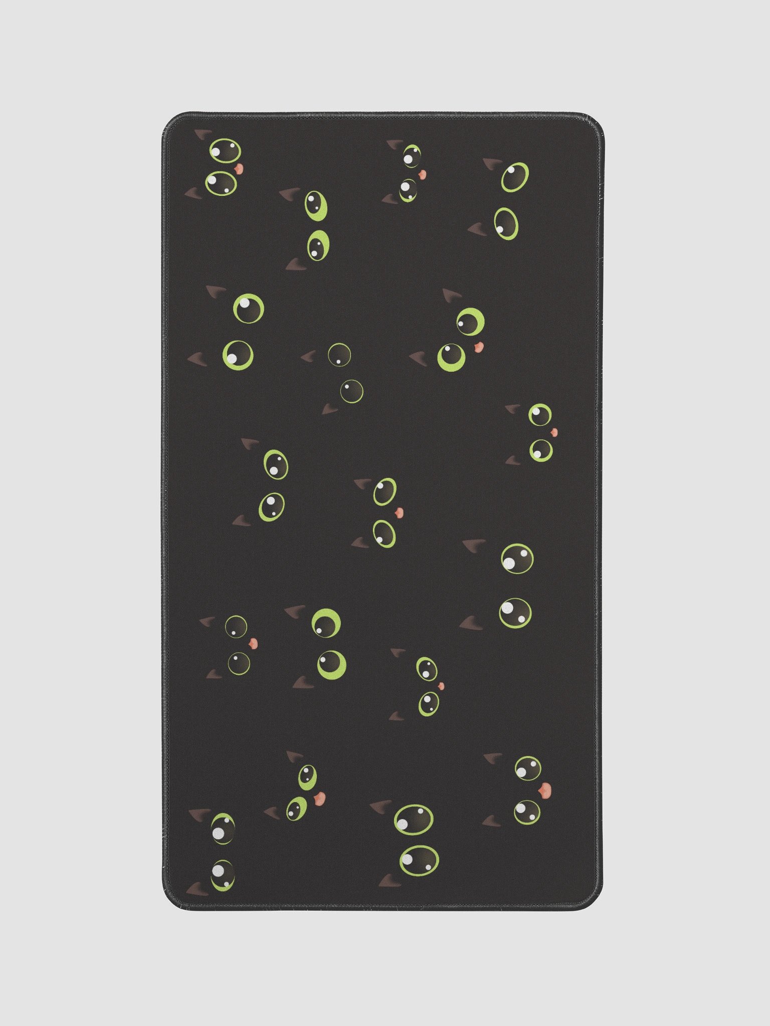 Cute Black Cat Faces (Green Eyes) Desk Mat 12" x 22" product image (1)