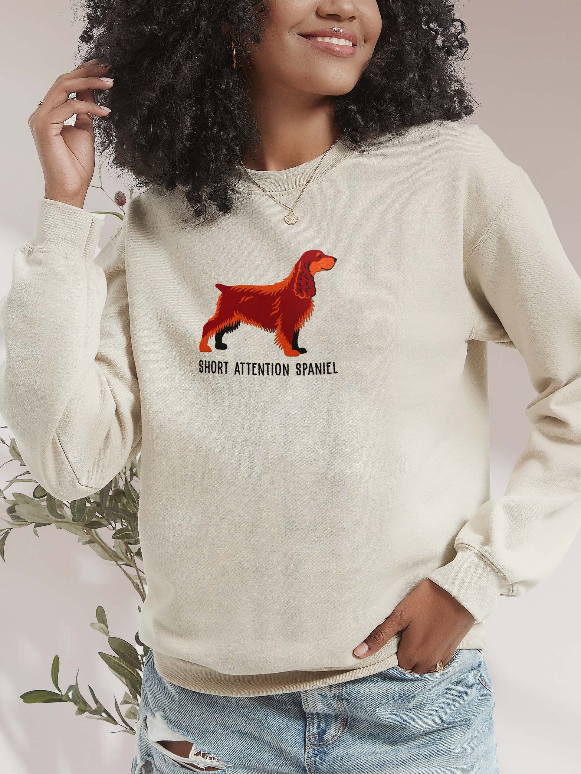 Short Attention Spaniel Sweatshirt (Embroidered) of a Field Spaniel(Liver & Tan) product image (2)