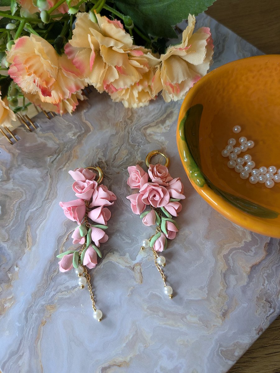 Pink Rose Cluster Earrings product image (1)