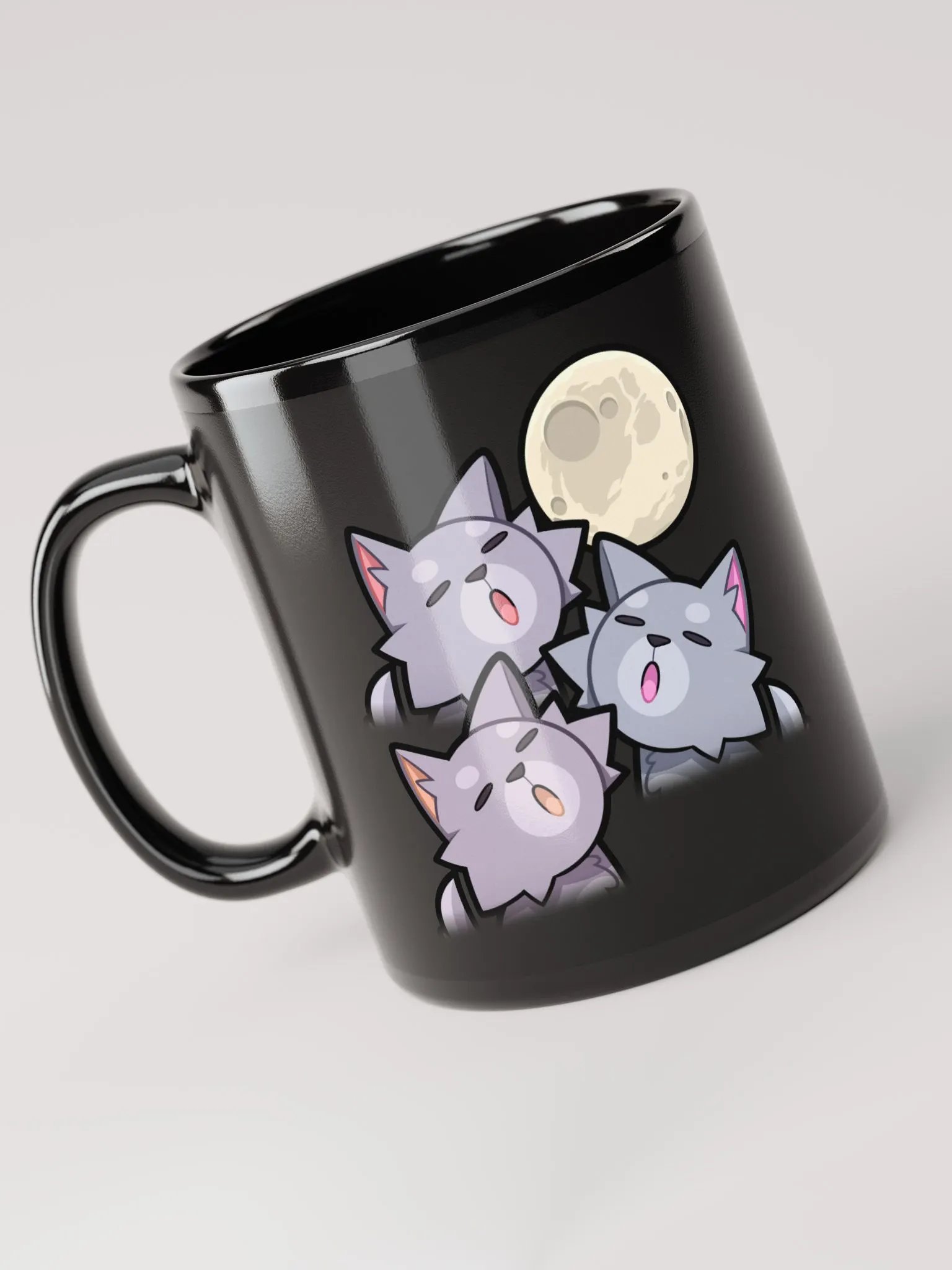 Howling Wolves Black Glossy Mug product image (5)