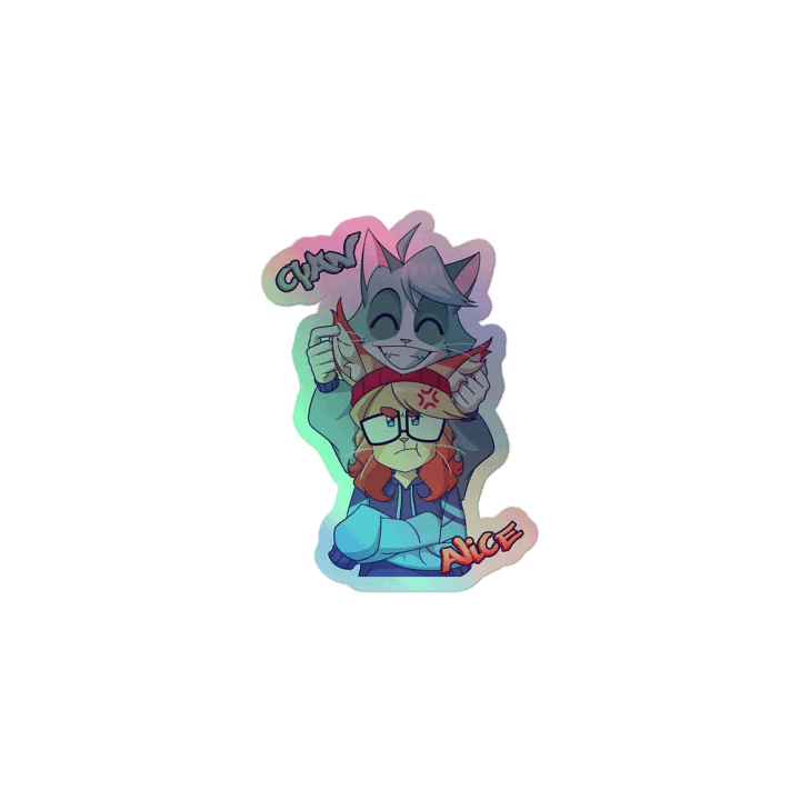 Cyan Teasing Alice's Ears Holographic Sticker product image (1)