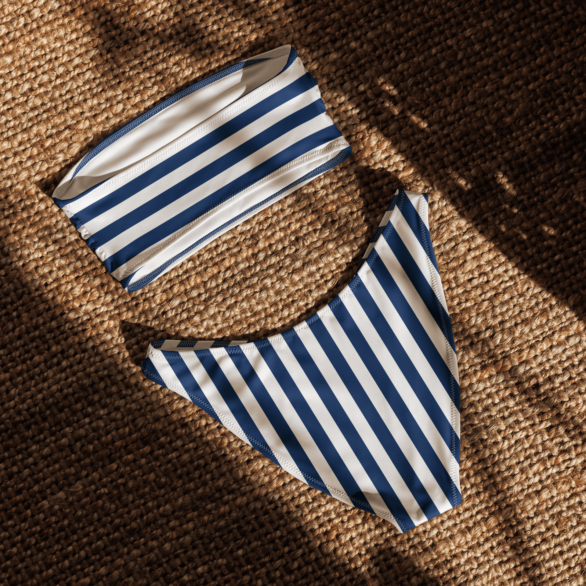 Navy & White Striped Bandeau Bikini – Sailor Chic Wanderlust Swimwear product image (9)