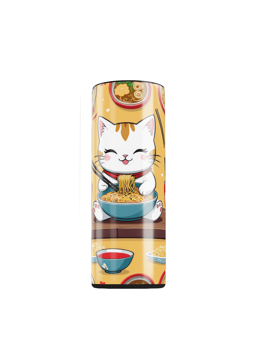 Cute Kawaii Cat Eating Ramen Noodles 20 oz Skinny Stainless Steel Tumbler product image (1)