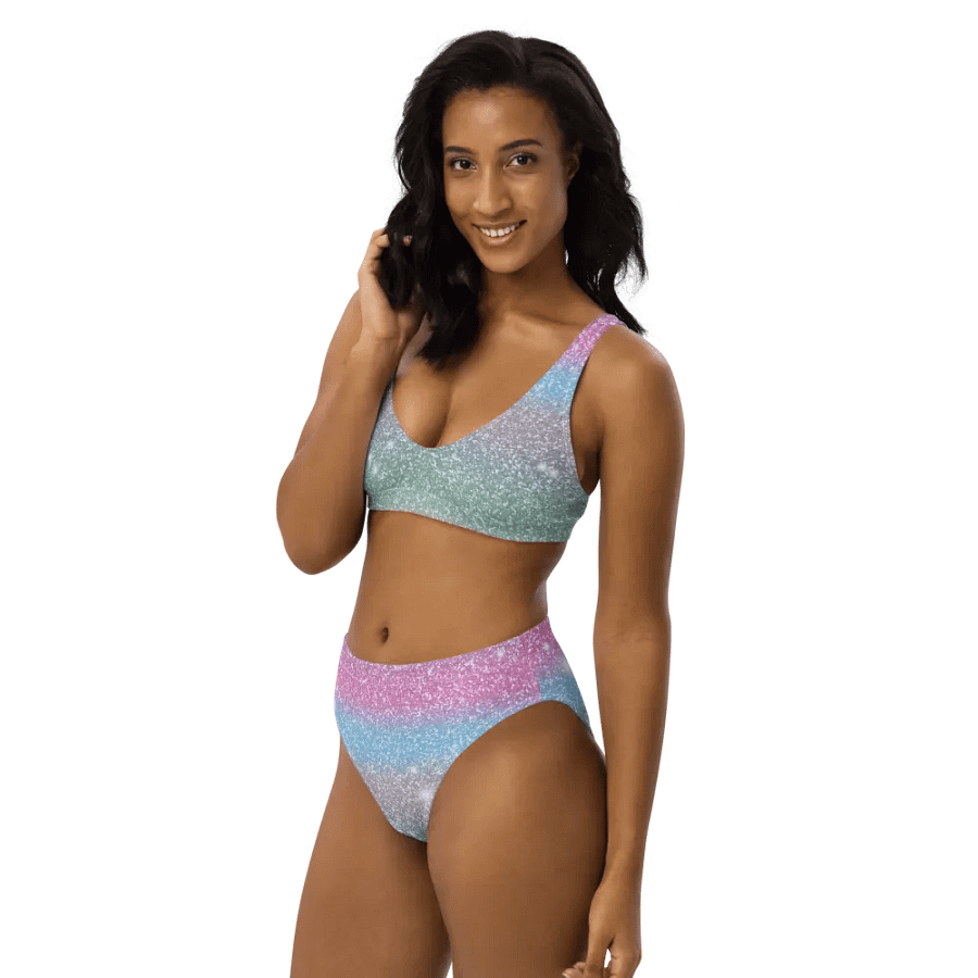 Glitter Unicorn Texture Design High Waisted Bikini (6) product image (10)