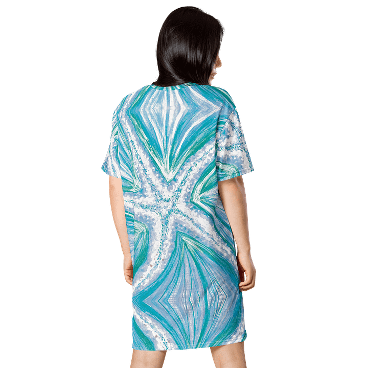 Bright Cyan Starfish | Coastal Cool Design | T-Shirt Dress | by Monique Faella Designs™ product image (2)