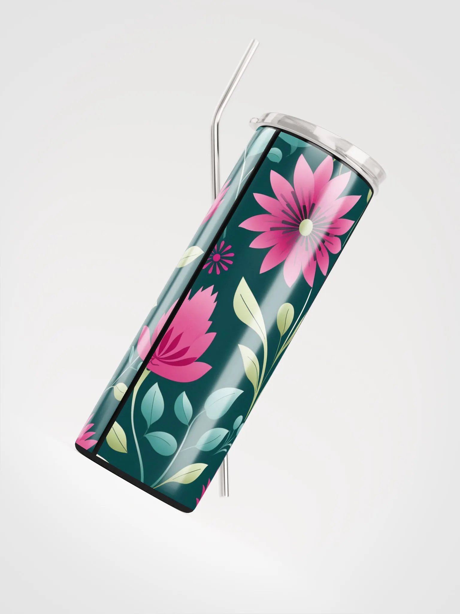 Elegant Green Floral Fantasy Stainless Steel Tumbler product image (4)