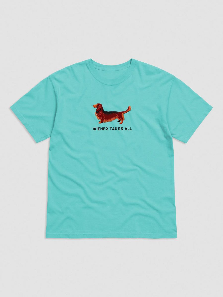 Wiener Takes All T-Shirt(Embroidered) of a Longhaired Dachshund(Red) product image (25)