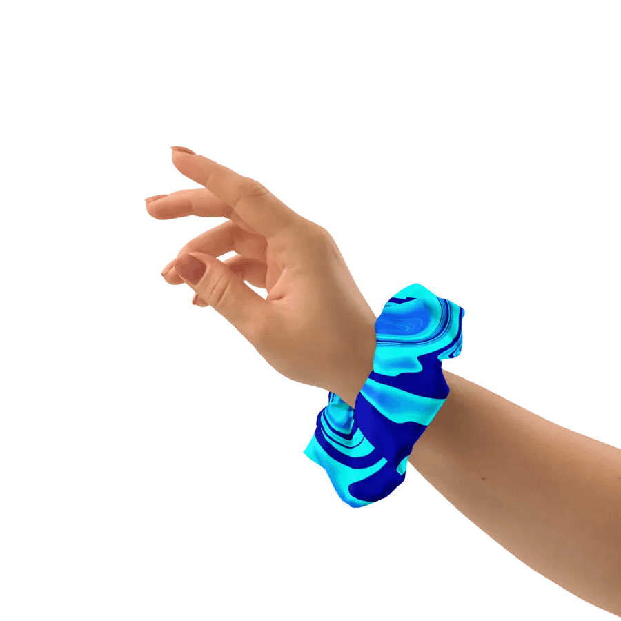 Scrunchie - Light and Dark Blue Digital Fluid Art product image (5)