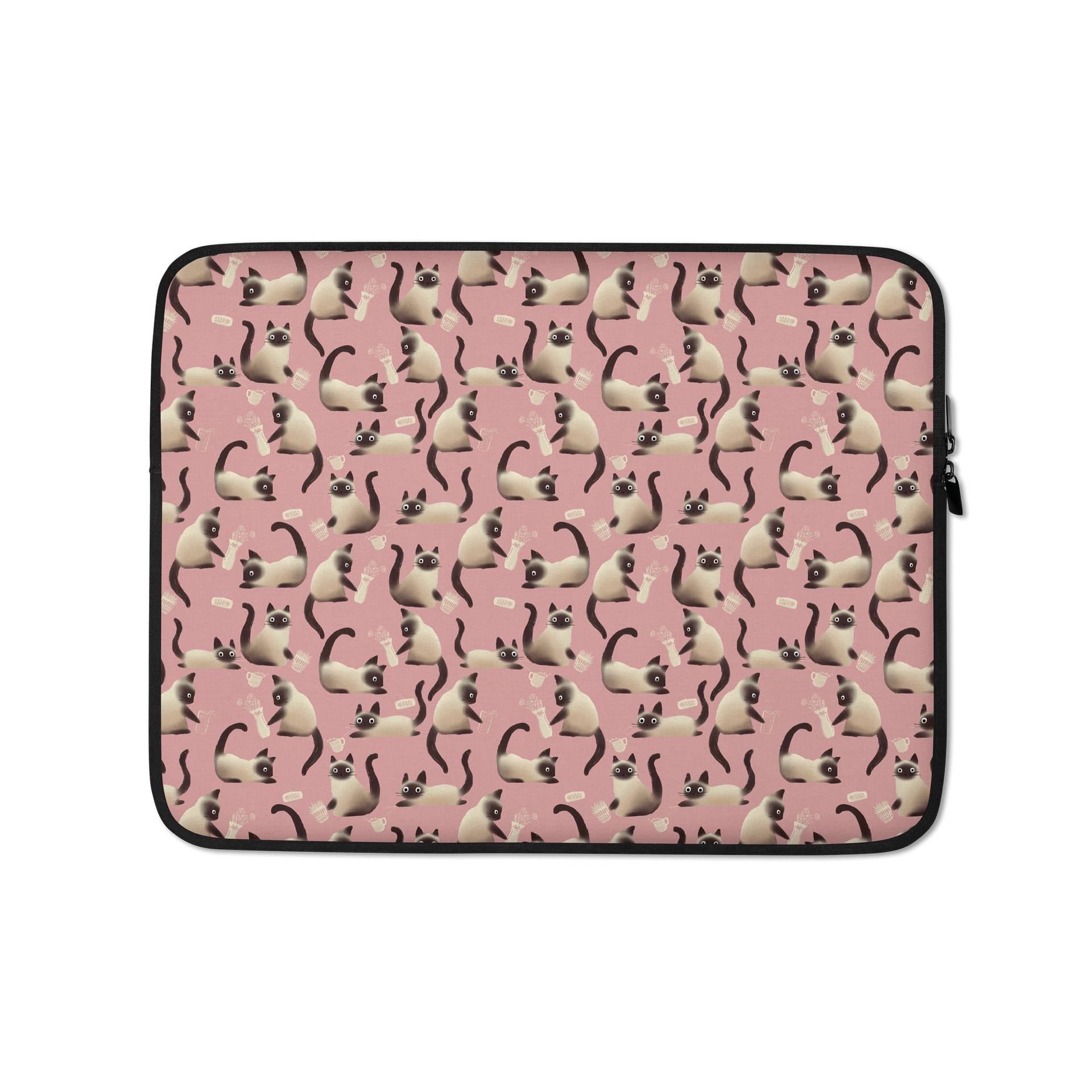 Bad Siamese Cats Knocking Stuff Over Laptop Sleeve, Pink product image (1)