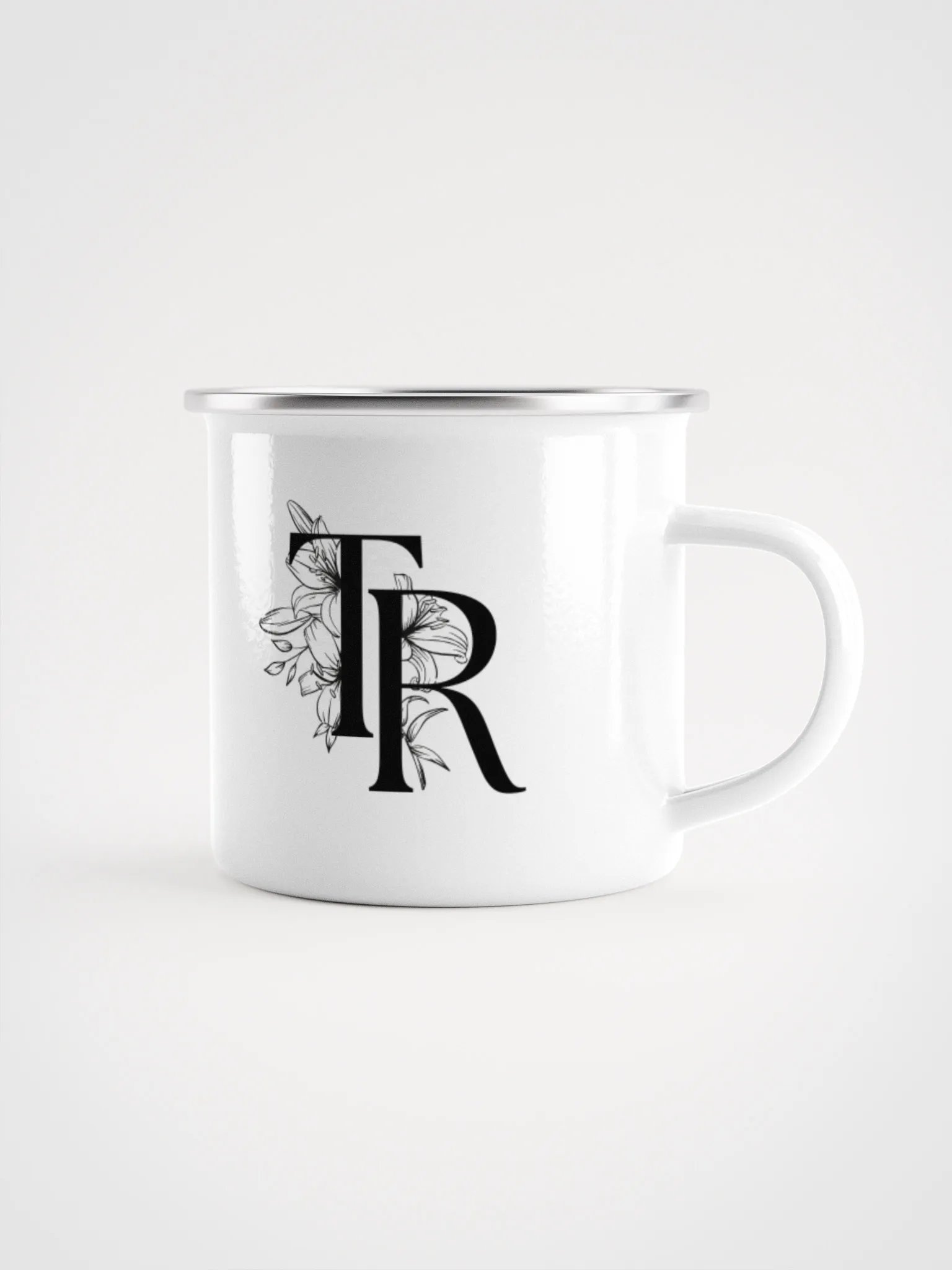 Personalized Enamel Cup – TR Floral product image (1)