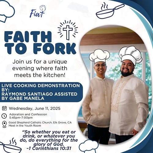 Faith meets the kitchen! 🍽️✨ 
Join us for a night of cooking, community, and Catholic values—featuring a live demo, kitchen e...