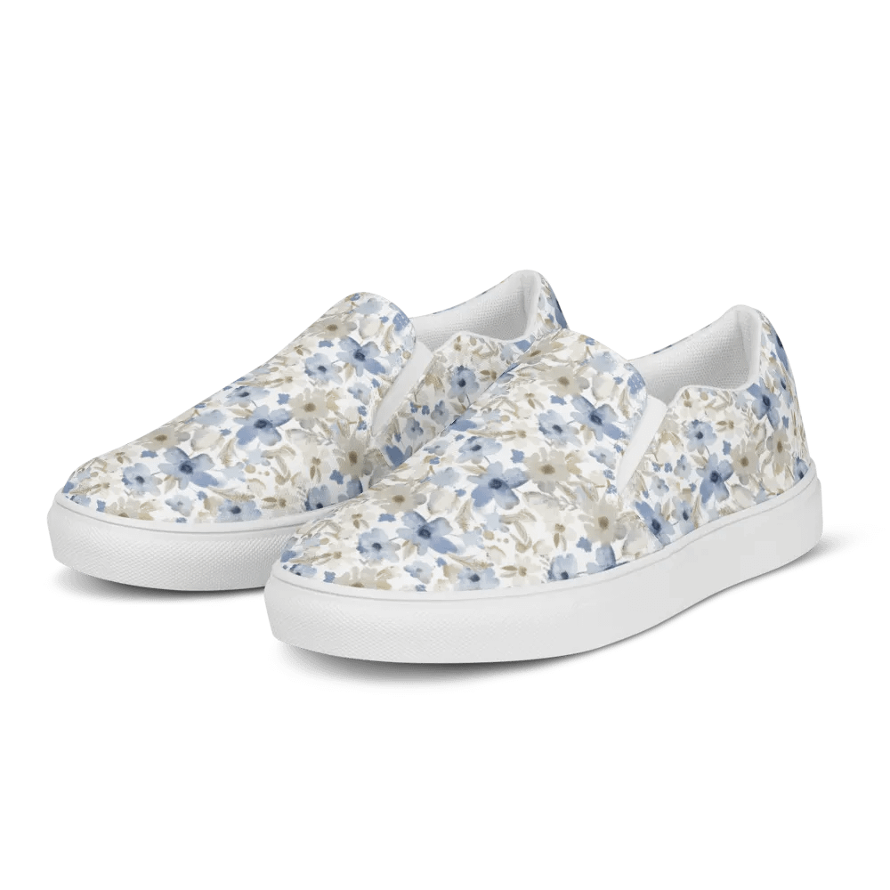 Blue Grey Flowers Canvas Shoes product image (3)
