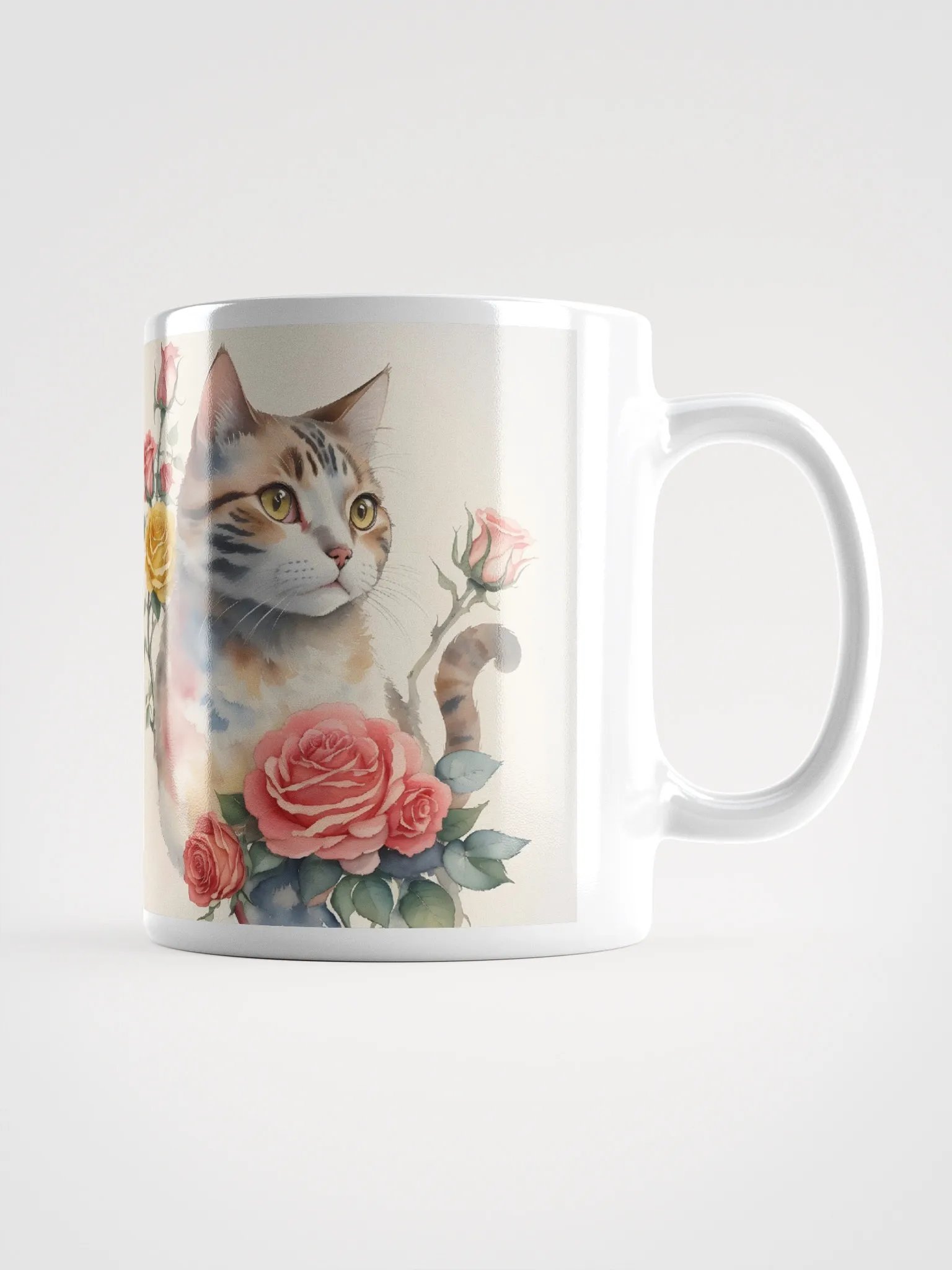 Thoughtful Cat and Roses Mug product image (1)