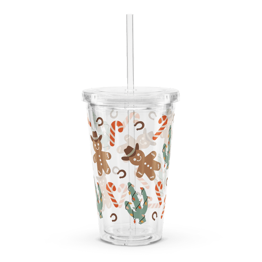 Gingerbread Man Howdy Double Wall Clear Plastic Tumbler (16 oz) product image (4)