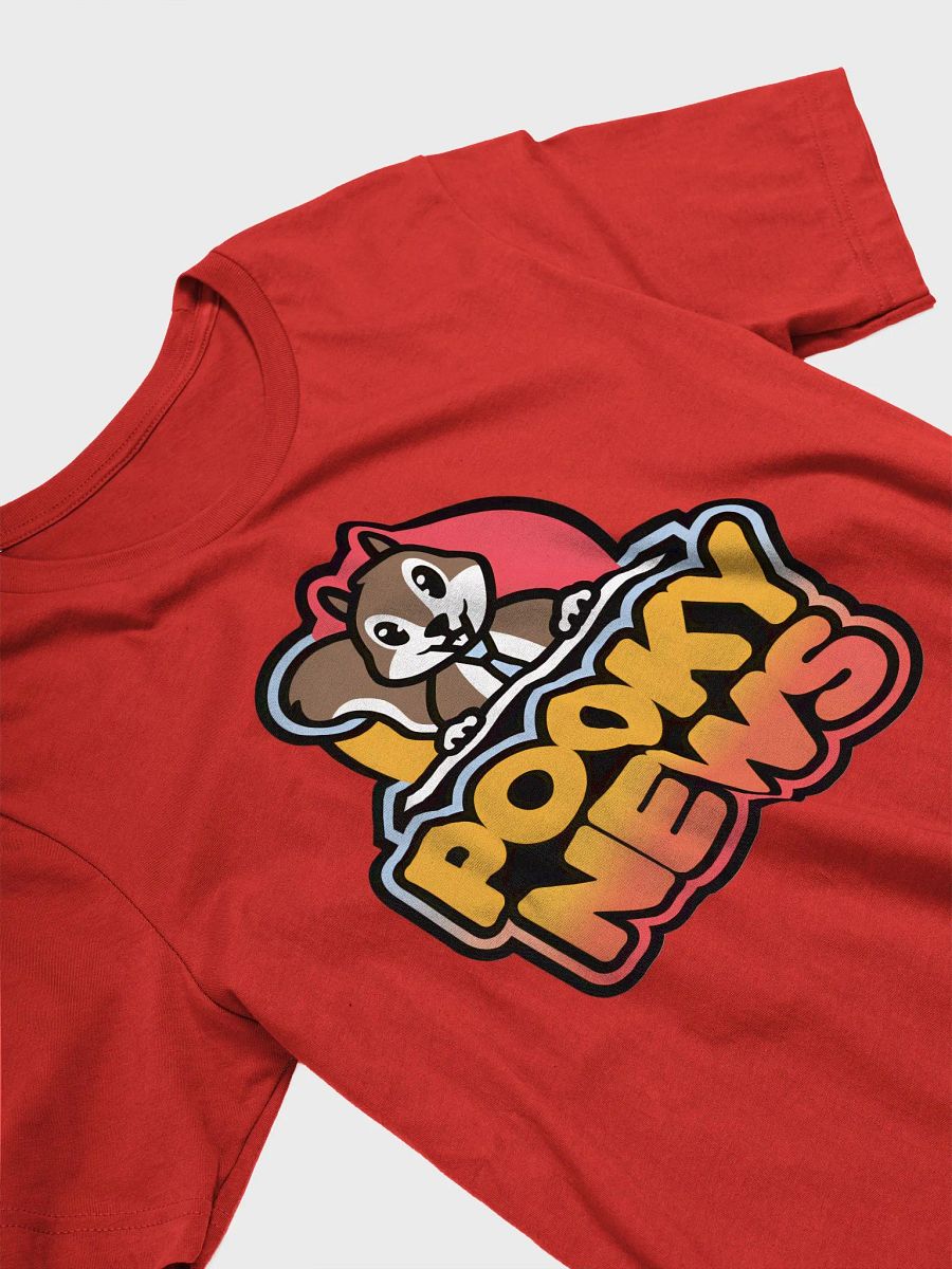 Super Soft and Flattering Tee: Pooky News at desk, red hombre product image (3)