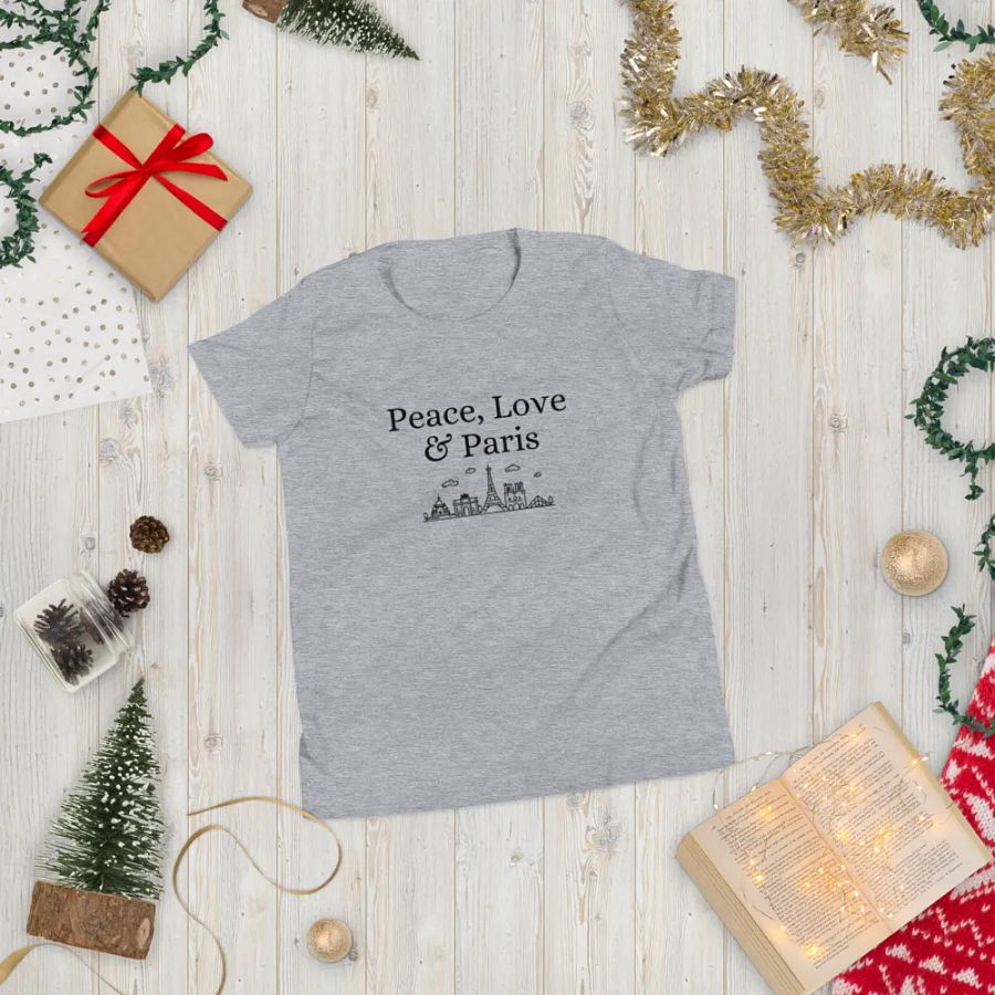Peace, Love and Paris with Monuments Youth T-Shirt | Black Ink product image (5)