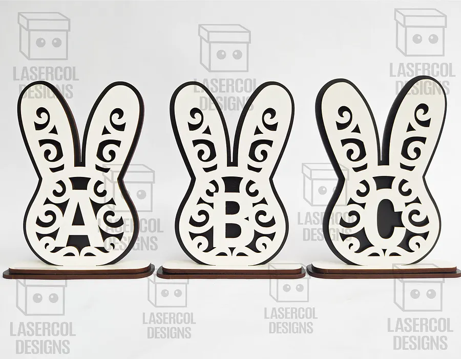 Easter Bunny Monogram Set 3 (3 Sizes) - Laser Cut Files product image (3)