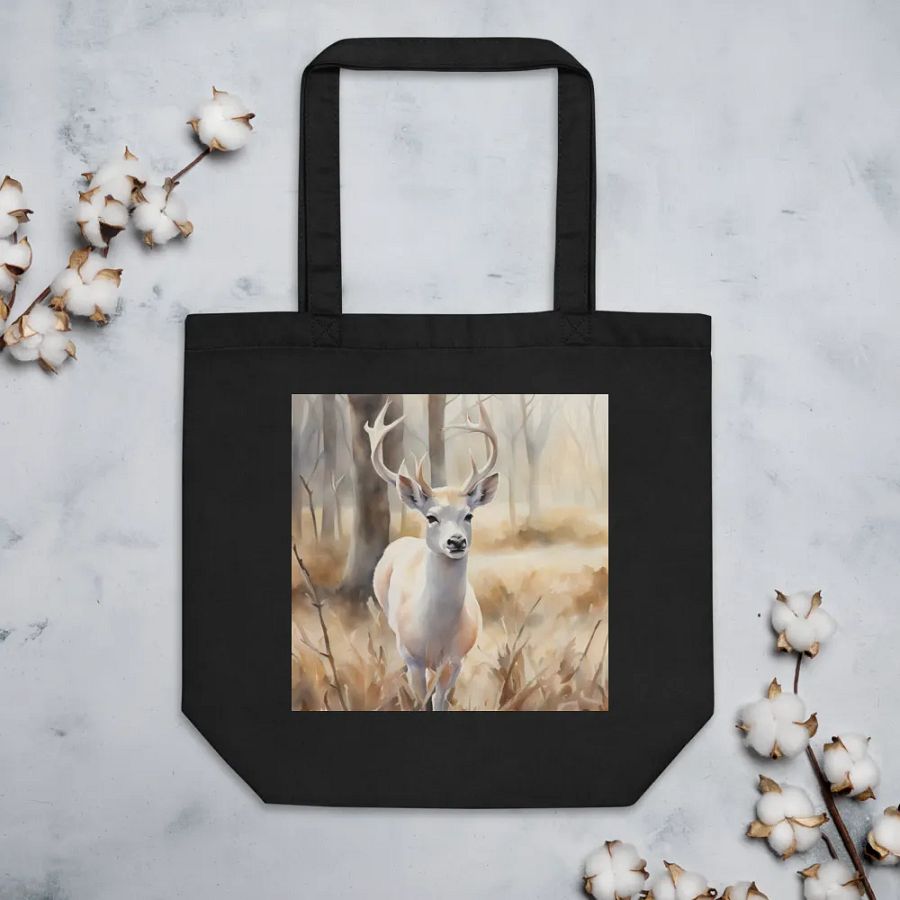 White Dear Deer, Organic Cotton Twill Tote Bag product image (2)