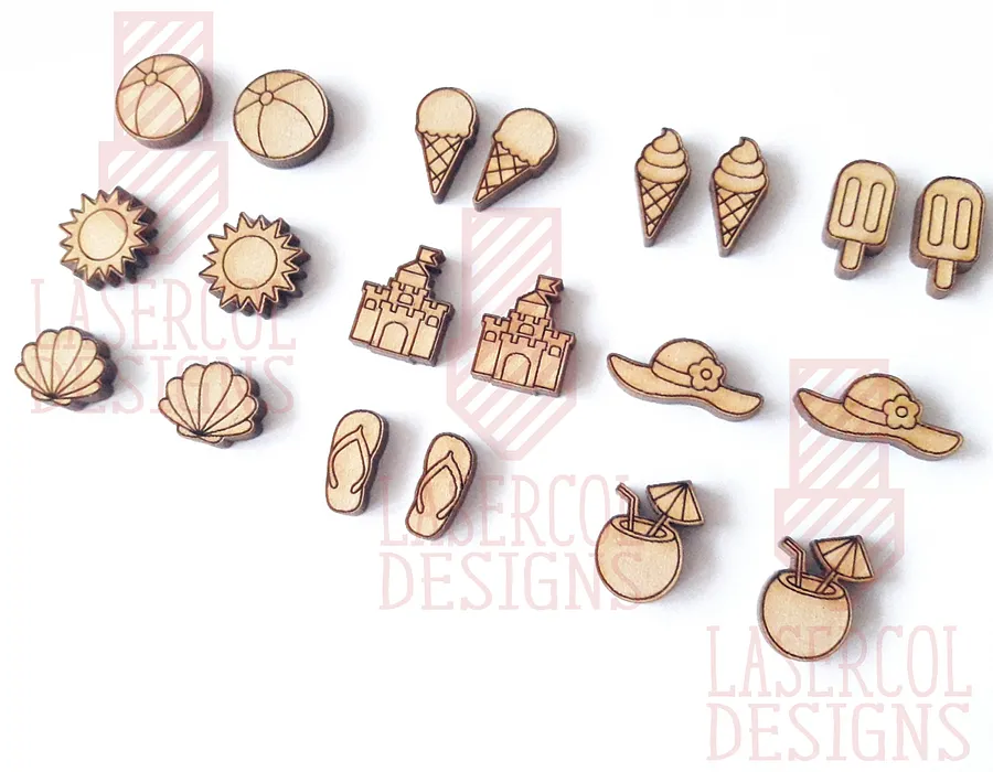 Summer Cut Outs and Stud Earrings - Laser Cut Files product image (8)