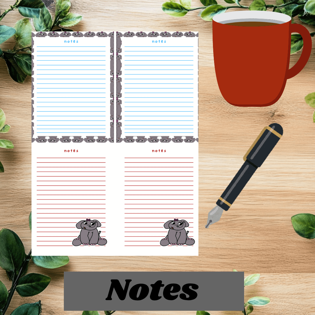 🐘 Cute Cartoon Elephant Printable Stationery Set – Stay Organized with a Touch of Whimsy! product image (4)