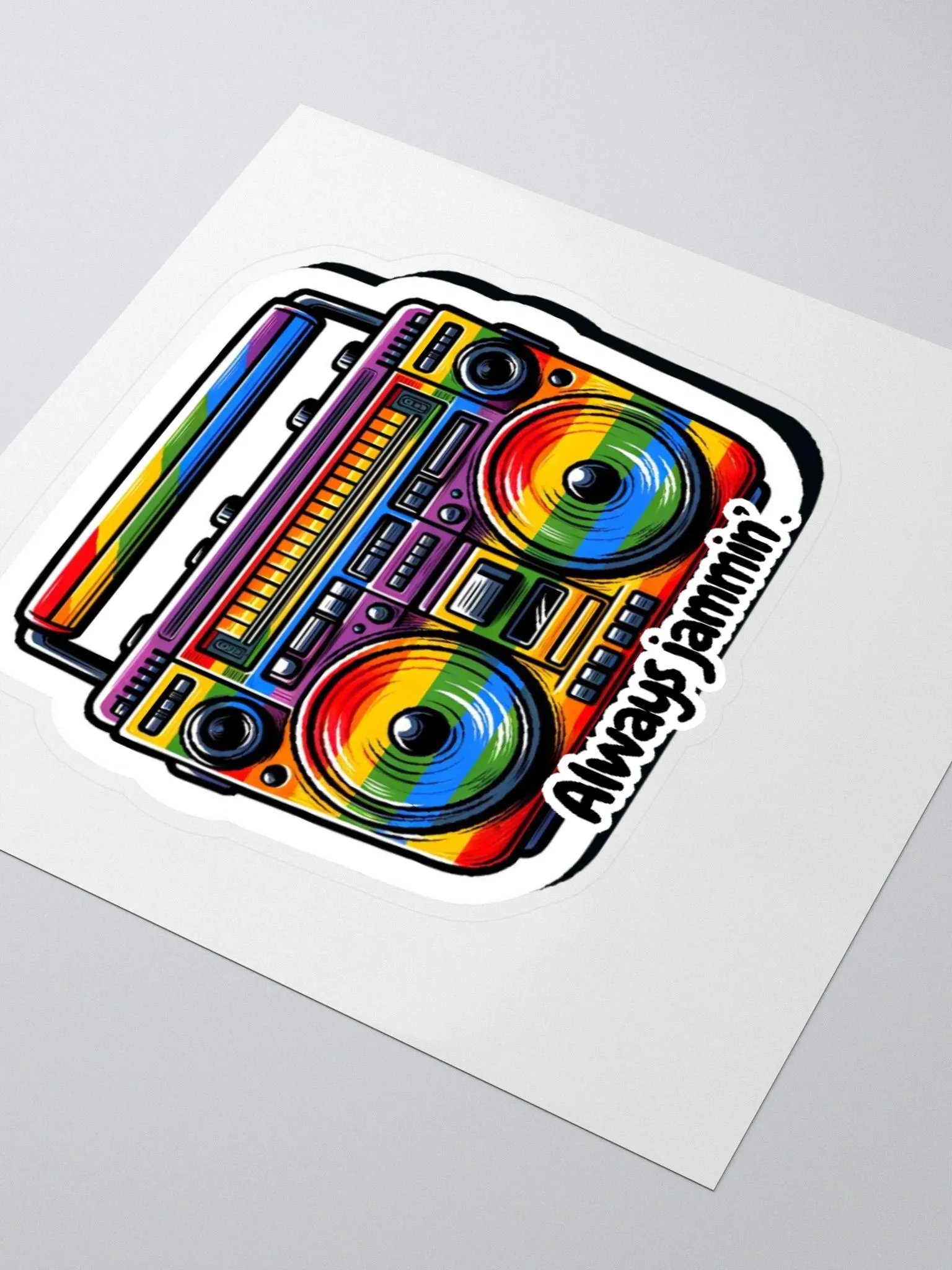 Always Jammin' Sticker-Music Lover Sticker-Boom Box Sticker-Rainbow Style Sticker product image (7)