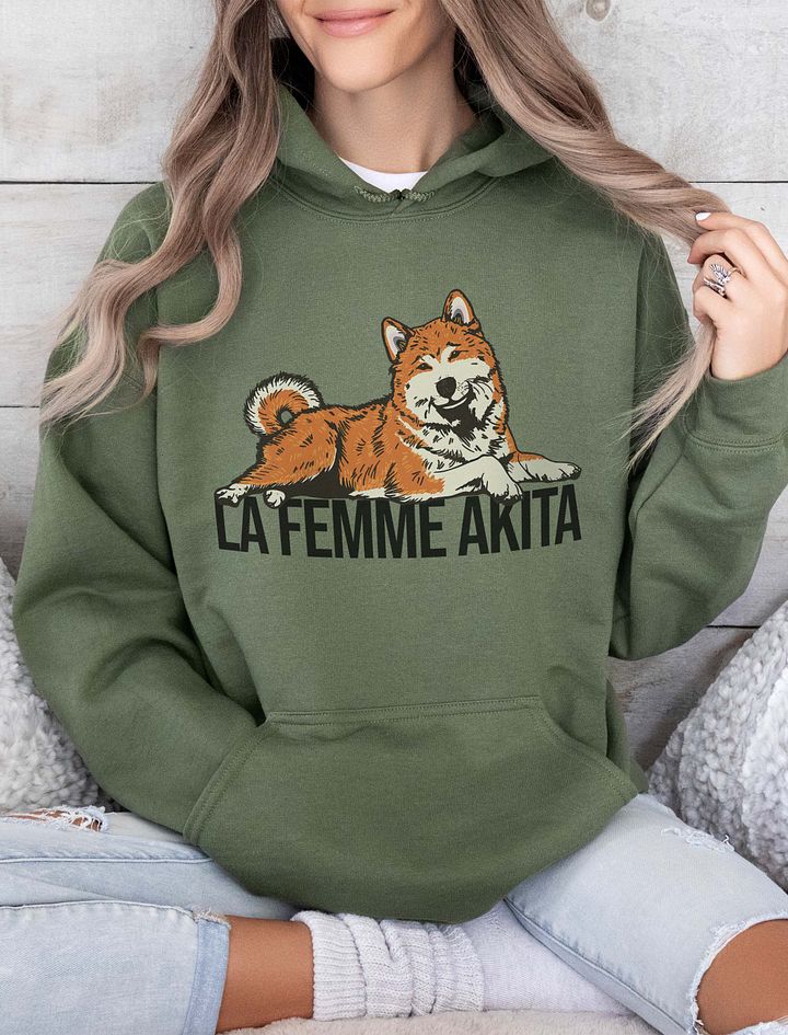 La Femme Akita Hooded Sweatshirt of an Akita Inu (Red) | Funny Hoodie for Akita Paw-rents product image (13)
