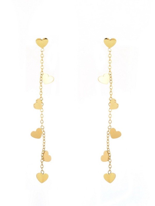 Dainty Heart Drop Chain Earrings | 18K Gold Plated product image (1)