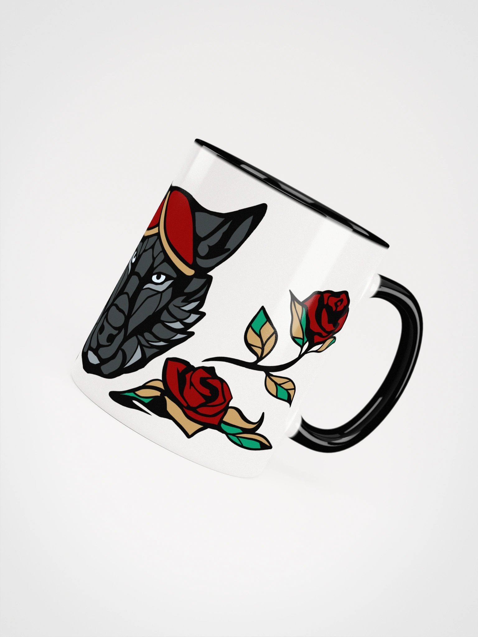White Mug - Wolf & Roses product image (4)