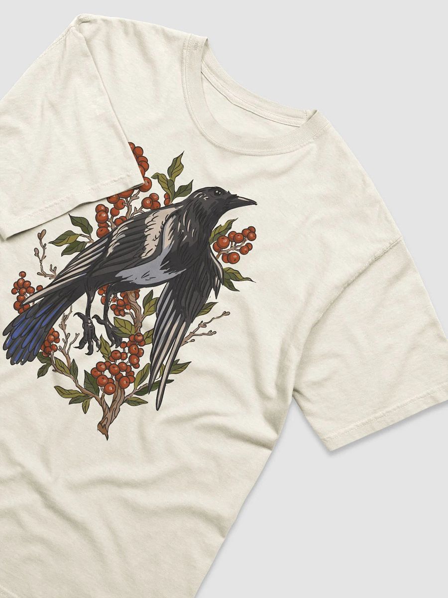 Goblincore and Cottagecore Shirts for Bird Lovers | Magpie on a Cranberry Plant Botanicals T-Shirt product image (12)